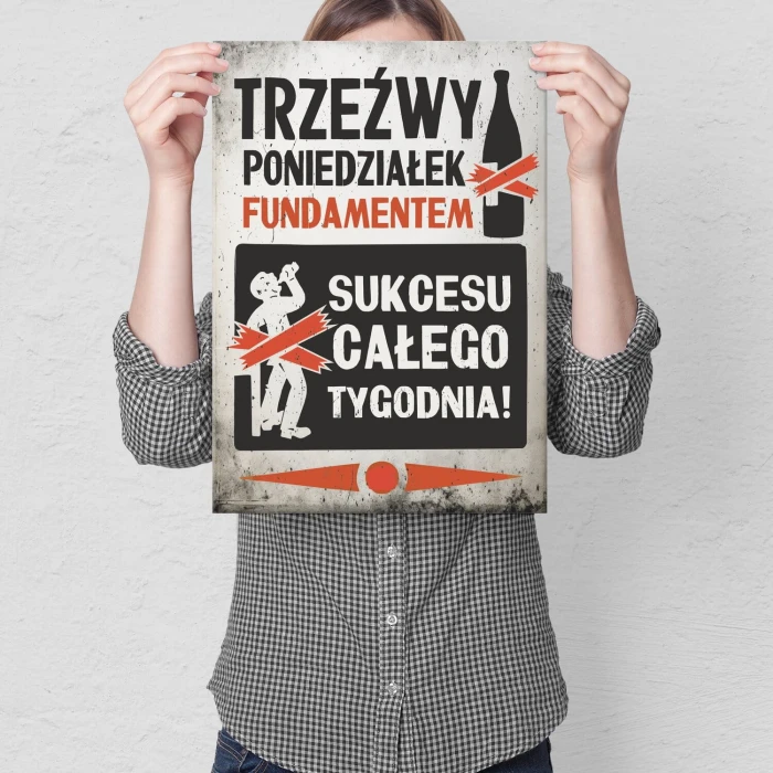 Poster metal trzeźwy poniedziałek gift