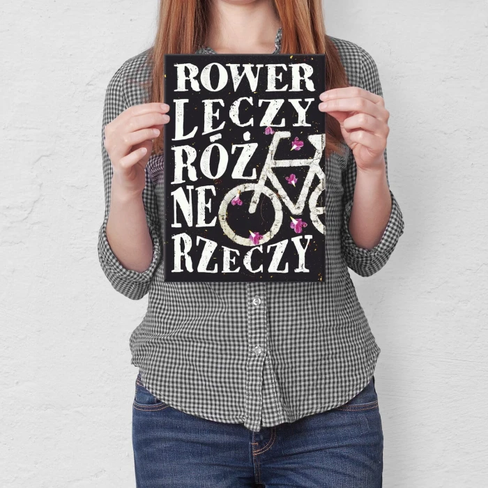 Plakat metalowy rower leczy Prezent