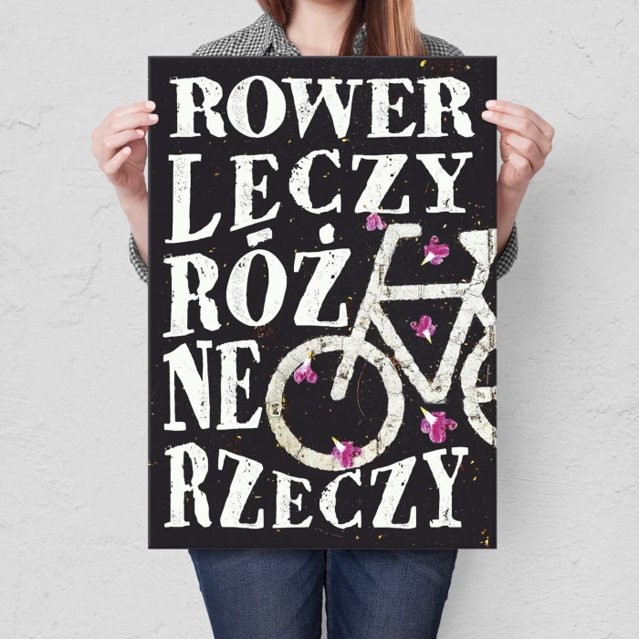 Poster metal rower leczy gift