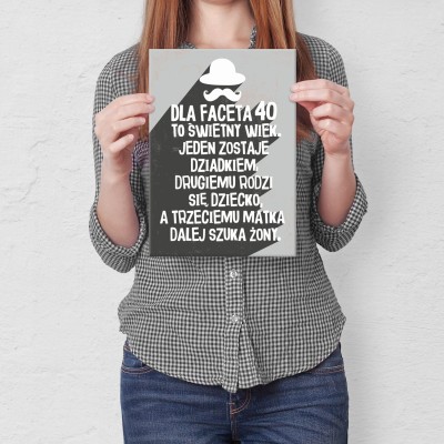 Poster metal 40 dla faceta gift