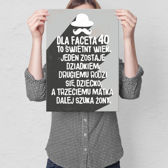 Plakat metalowy 40 dla faceta Prezent