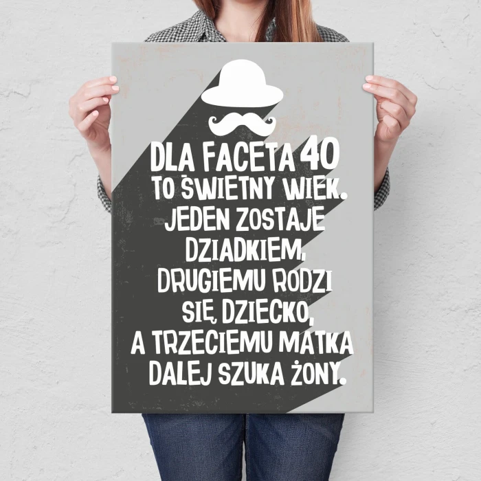 Plakat metalowy 40 dla faceta Prezent