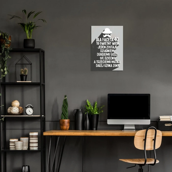 Plakat metalowy 40 dla faceta Prezent