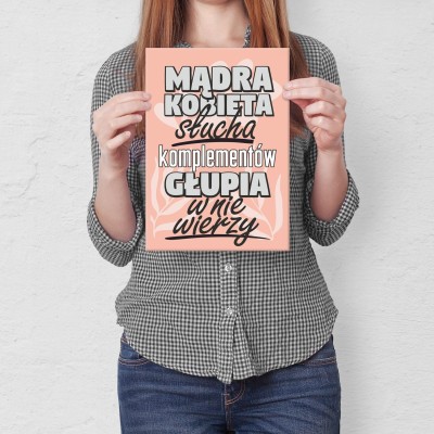 Plakat metalowy mądra kobieta słucha Prezent