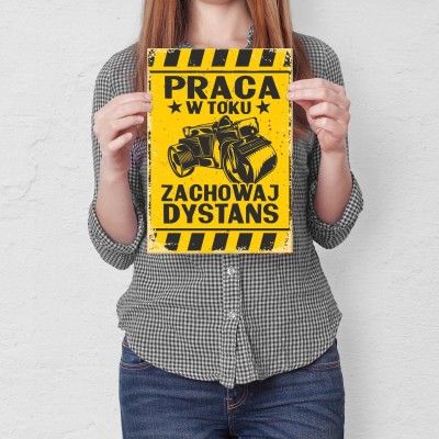 Plakat metalowy praca w toku Prezent