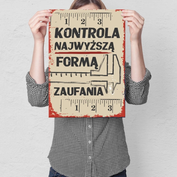 Plakat metalowy Kontrola PRL Prezent