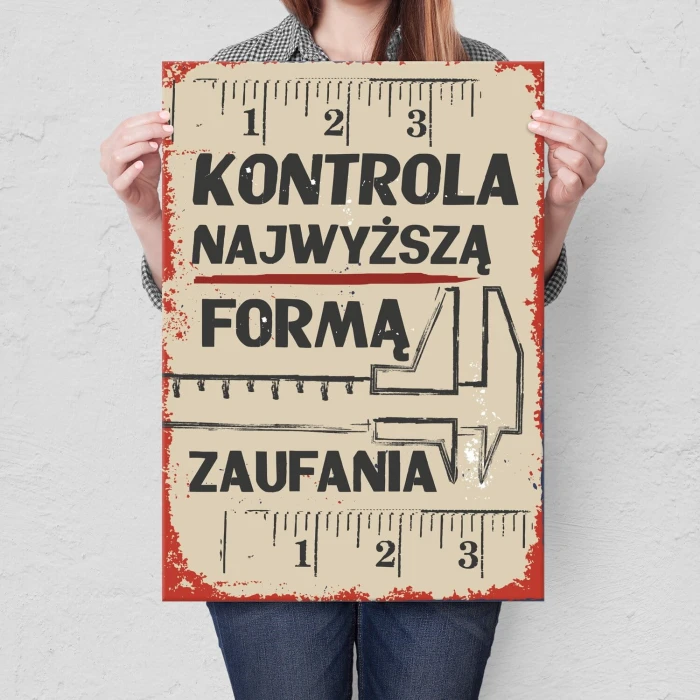 Plakat metalowy Kontrola PRL Prezent