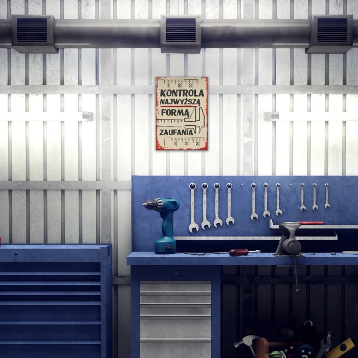 Plakat metalowy Kontrola PRL Prezent