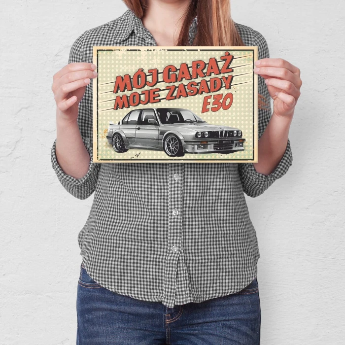 Poster metal mój garaż E30 gift