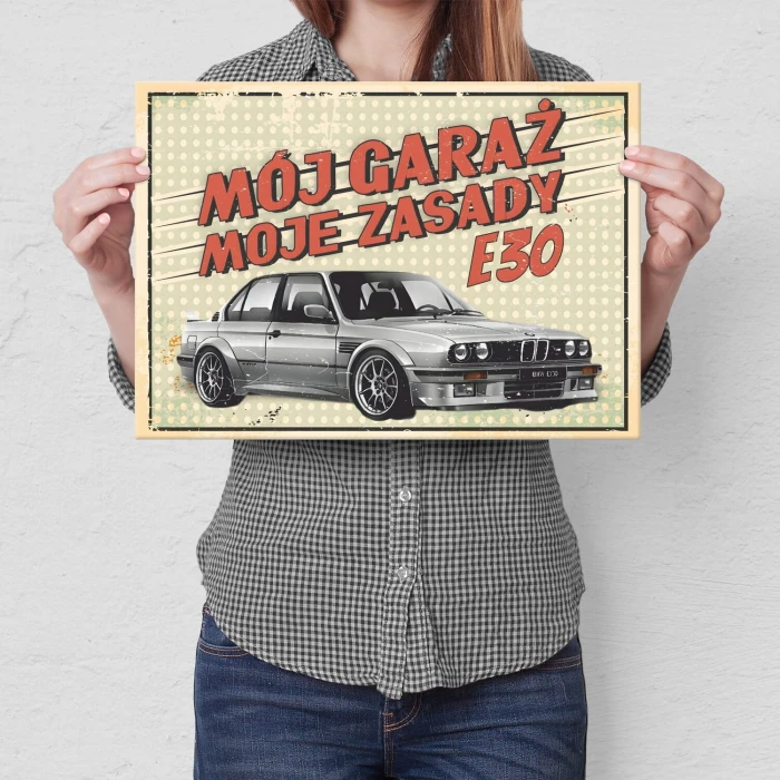 Poster metal mój garaż E30 gift