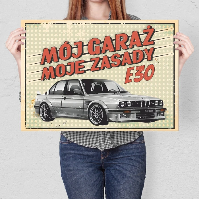 Poster metal mój garaż E30 gift