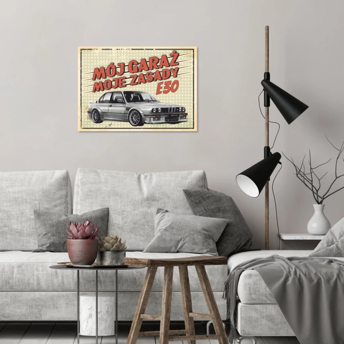 Poster metal mój garaż E30 gift