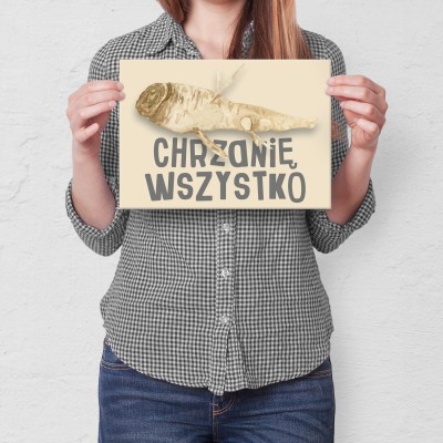 Plakat metalowy wszystko chrzanię Prezent