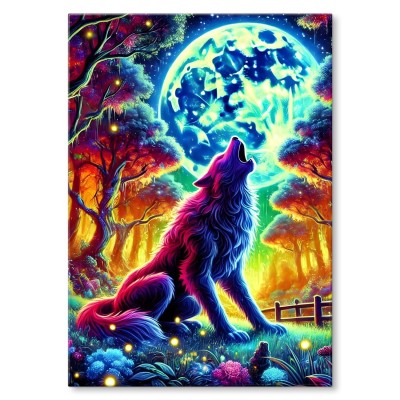 Plakat metalowy wolf at night Prezent