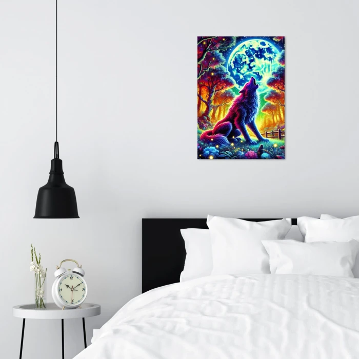 Poster metal wolf at night gift