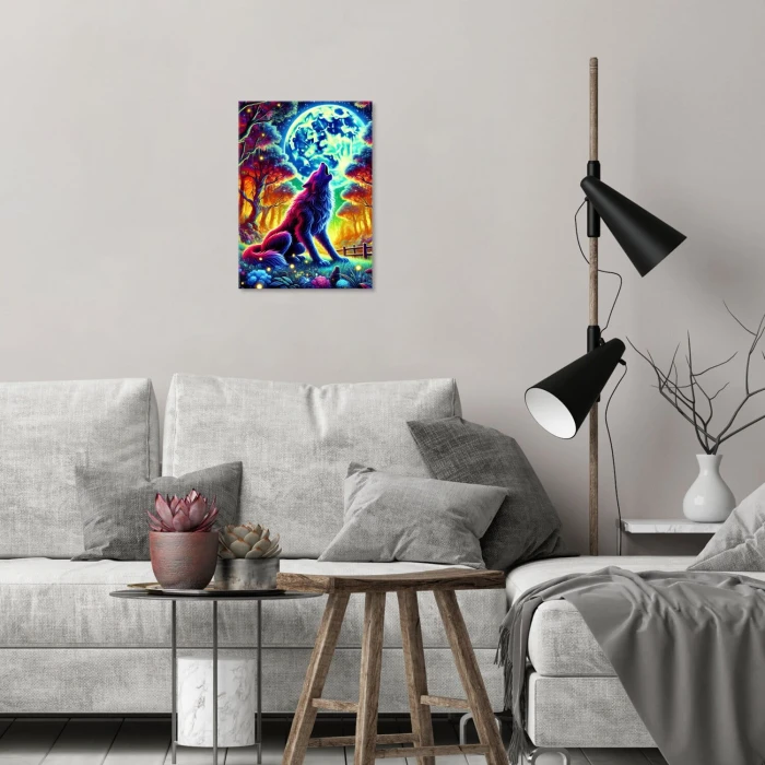 Poster metal wolf at night gift