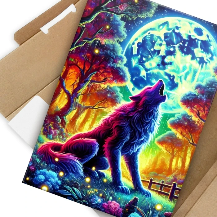 Poster metal wolf at night gift