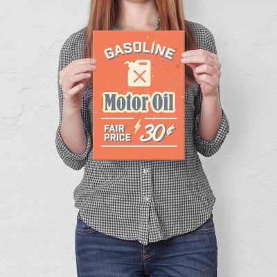 Plakat metalowy Gasoline motor oil Prezent