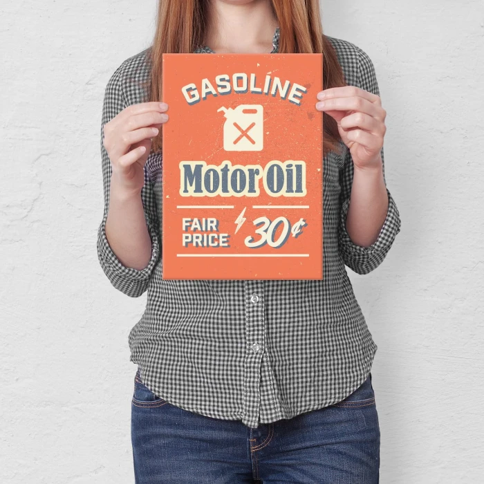Plakat metalowy Gasoline motor oil Prezent