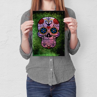 Plakat metalowy Czaszka w kwiaty Prezent