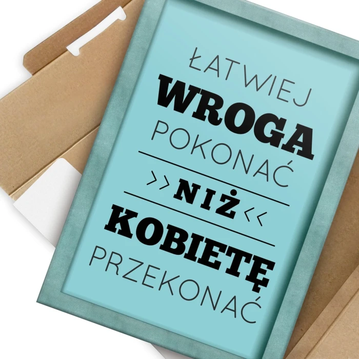 Plakat metalowy Łatwiej wroga pokonać Prezent