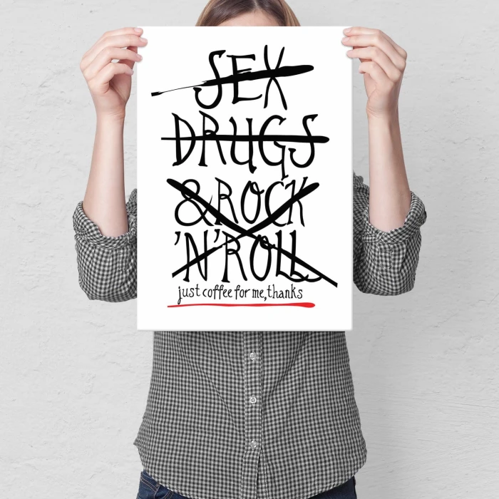 Plakat metalowy Sex drugs coffee Prezent