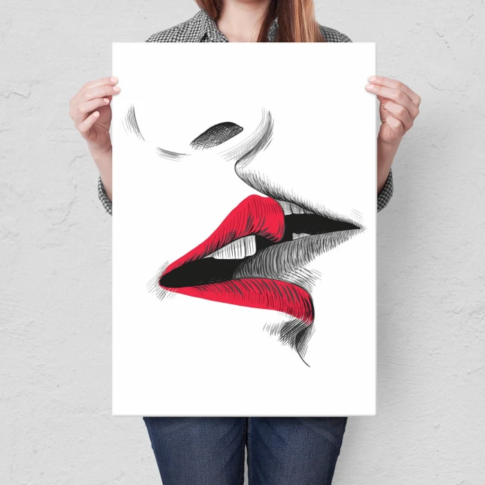 Plakat metalowy Francuski pocałunek Prezent