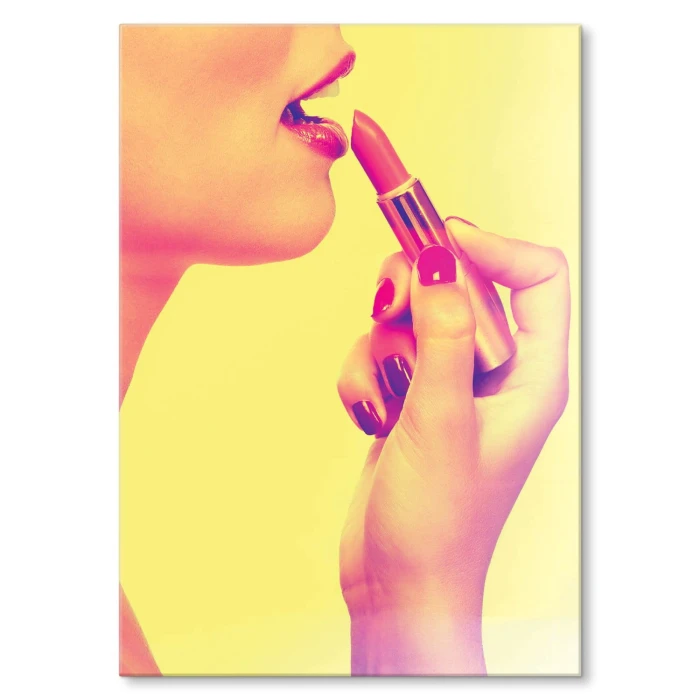 Plakat metalowy Kobieta z pomadką Prezent