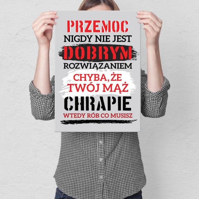 Plakat metalowy Chrapanie męża Prezent