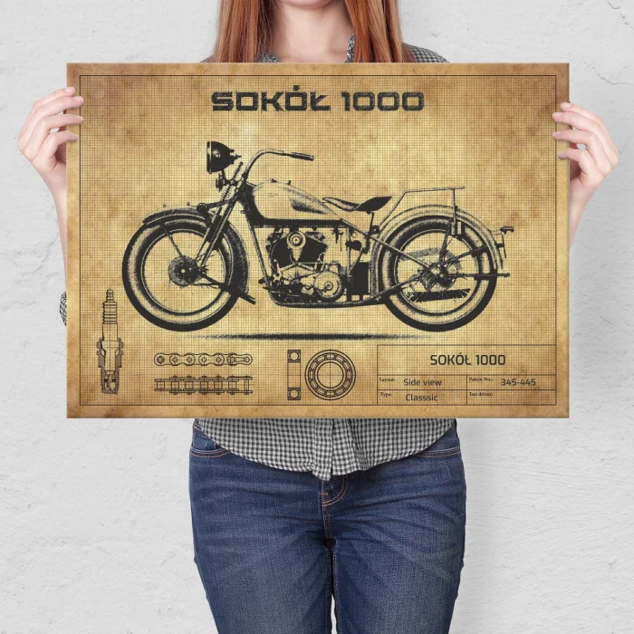 Plakat metalowy Sokół 1000 vintage Prezent