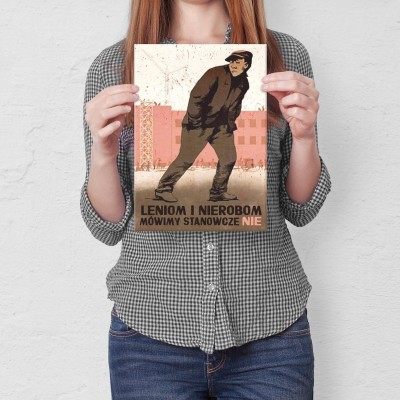 Plakat metalowy leniom i nierobom Prezent