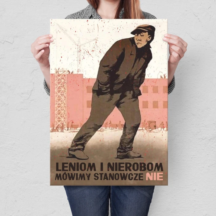 Plakat metalowy leniom i nierobom Prezent