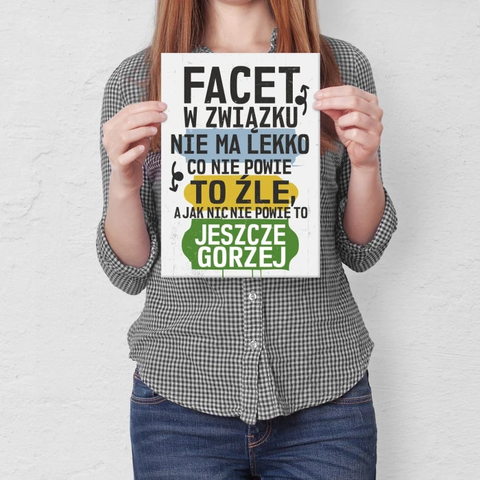 Plakat metalowy facet w związku Prezent