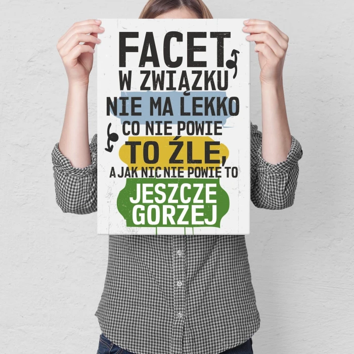 Plakat metalowy facet w związku Prezent