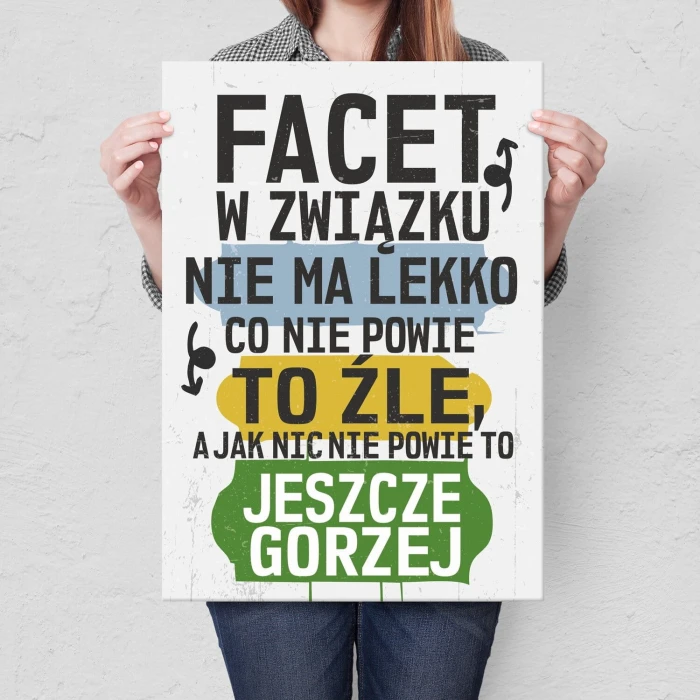 Plakat metalowy facet w związku Prezent