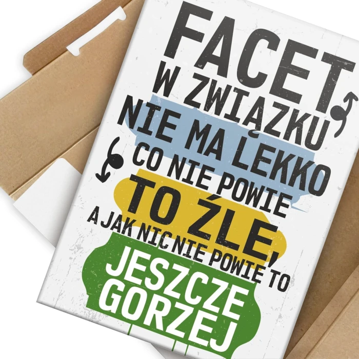 Plakat metalowy facet w związku Prezent