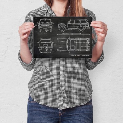 Plakat metalowy Toyota Land Cruiser Samochód Auto Motoryzacja Patent Slate Prezent