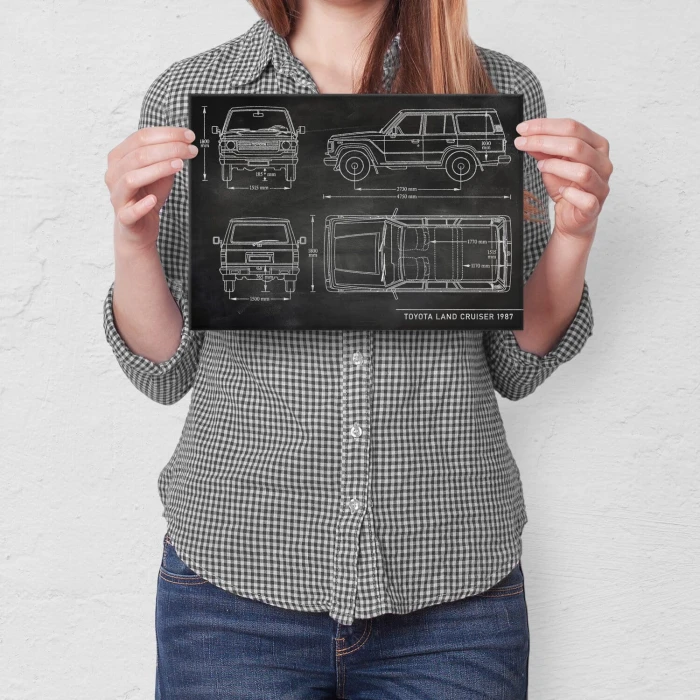Plakat metalowy Toyota Land Cruiser Samochód Auto Motoryzacja Patent Slate Prezent