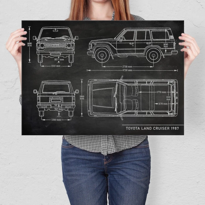 Plakat metalowy Toyota Land Cruiser Samochód Auto Motoryzacja Patent Slate Prezent