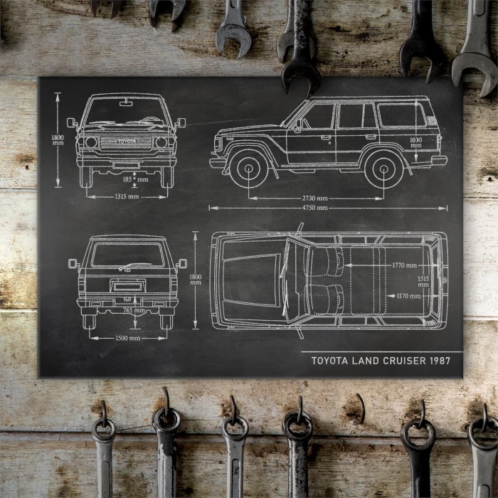 Plakat metalowy Toyota Land Cruiser Samochód Auto Motoryzacja Patent Slate Prezent
