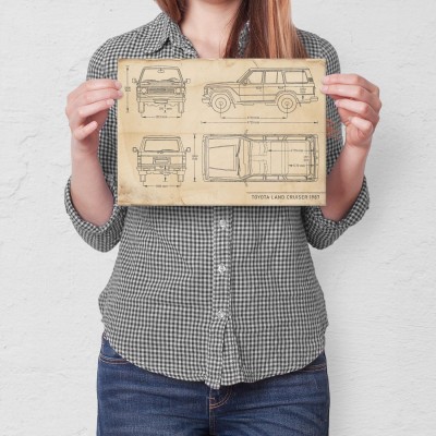 Plakat metalowy Toyota Land Cruiser Samochód Auto Motoryzacja Patent Retro Prezent