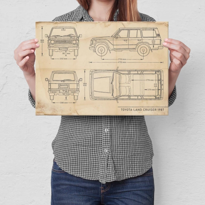 Plakat metalowy Toyota Land Cruiser Samochód Auto Motoryzacja Patent Retro Prezent