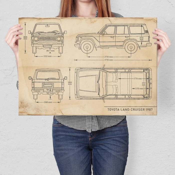 Poster metal Toyota Land Cruiser Samochód Auto Motoryzacja Patent Retro gift