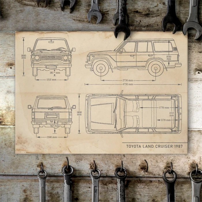 Poster metal Toyota Land Cruiser Samochód Auto Motoryzacja Patent Retro gift