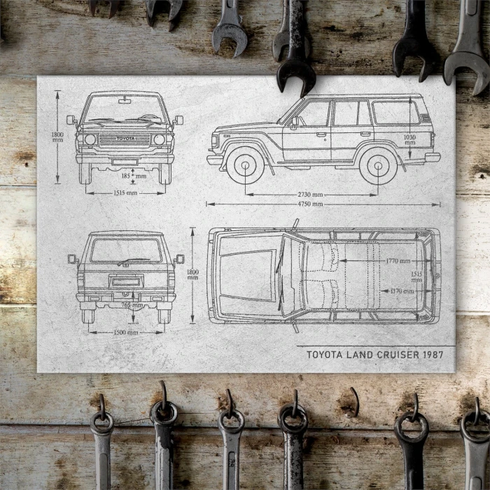 Plakat metalowy Toyota Land Cruiser Samochód Auto Motoryzacja Patent Stone Prezent