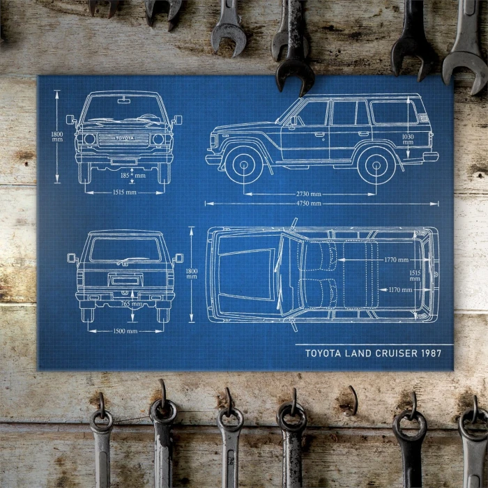 Plakat metalowy Toyota Land Cruiser Samochód Auto Motoryzacja Patent Tech Prezent