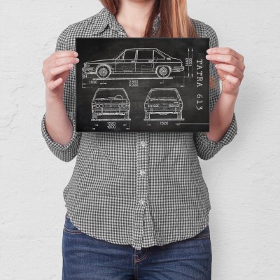 Plakat metalowy Tatra 613 Samochód Auto Motoryzacja Patent Slate Prezent