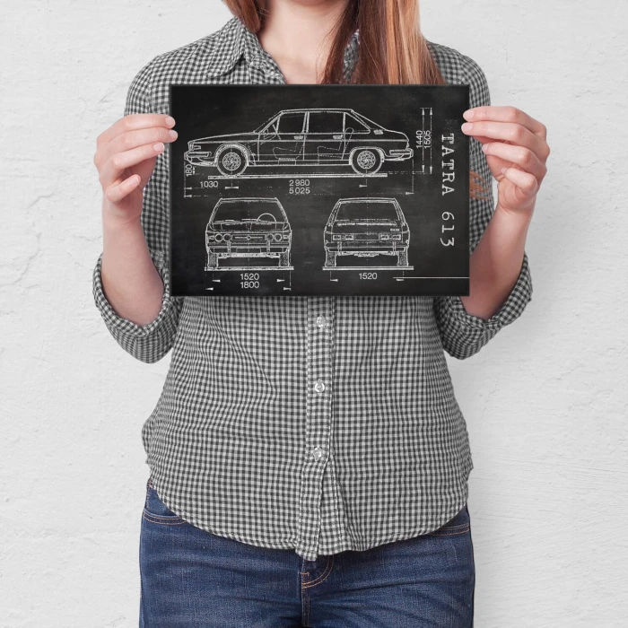 Plakat metalowy Tatra 613 Samochód Auto Motoryzacja Patent Slate Prezent