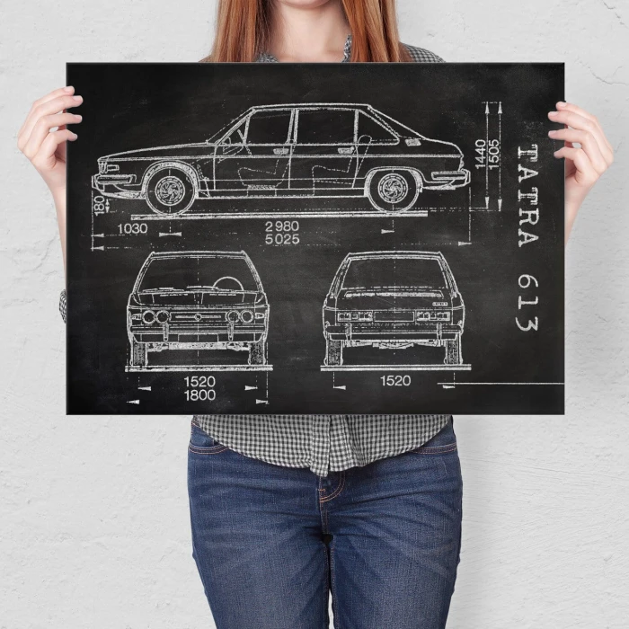 Poster metal Tatra 613 Samochód Auto Motoryzacja Patent Slate gift