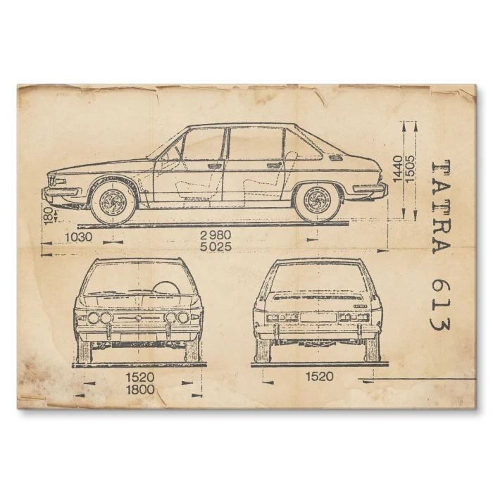 Poster metal Tatra 613 Samochód Auto Motoryzacja Patent Retro gift